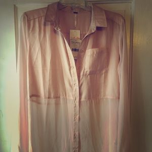 Free People ballet pink collared blouse, size S